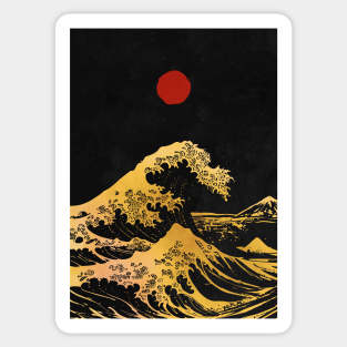 Hokusai wave gold Sticker